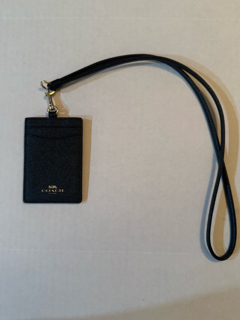 Coach Signature Solid Black Lanyard ID Badge Card Holder - Picture 2 of 7